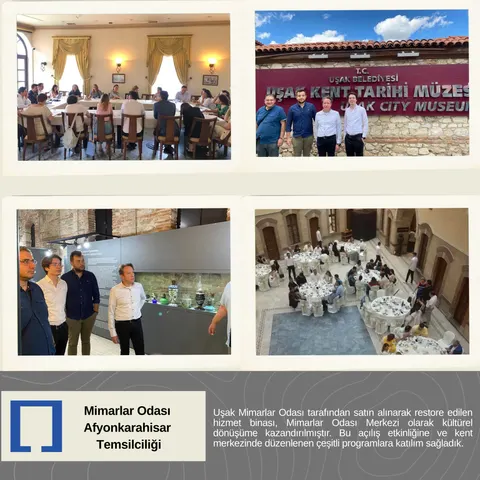 Uşak Mimarlar Odası restore edilen hizmet binası, Mimarlar Odası Merkezi olarak kültürel dönüşüme kazandırılmıştır.
