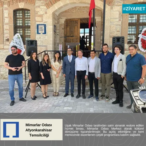Uşak Mimarlar Odası restore edilen hizmet binası, Mimarlar Odası Merkezi olarak kültürel dönüşüme kazandırılmıştır.