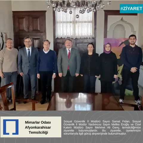 Sosyal Güvenlik İl Müdürü Sayın Samet Fidan, Sosyal Güvenlik İl Müdür Yardımcısı Sayın Melike Eroğlu ve Özel Kalem Müdürü Sayın Mehmet Ali Genç, temsilciliğimize ziyarette bulunmuşlardır.