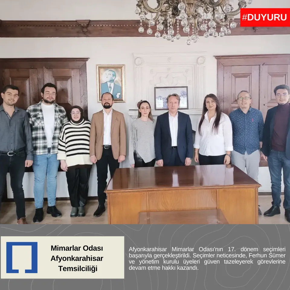 Afyonkarahisar Mimarlar Odası'nın 17. dönem seçimleri başarıyla gerçekleştirildi.